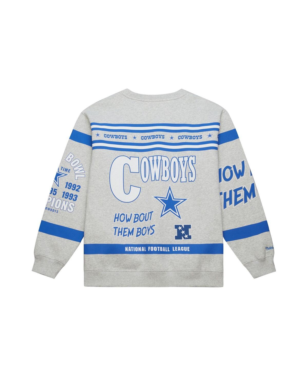 Mitchell & Ness Men's Heather Gray Dallas Cowboys All Over Print Retro Fleece Sweatshirt In Gray