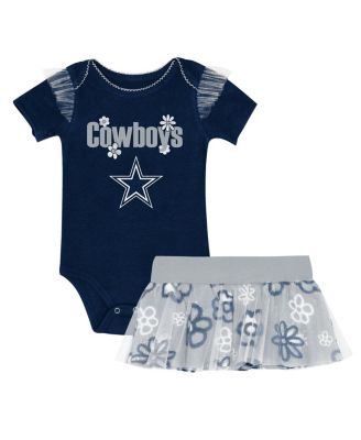 Outerstuff - Baby Girls 2-Piece Navy Dallas Cowboys My Team Rocks Bodysuit and Skirt Set