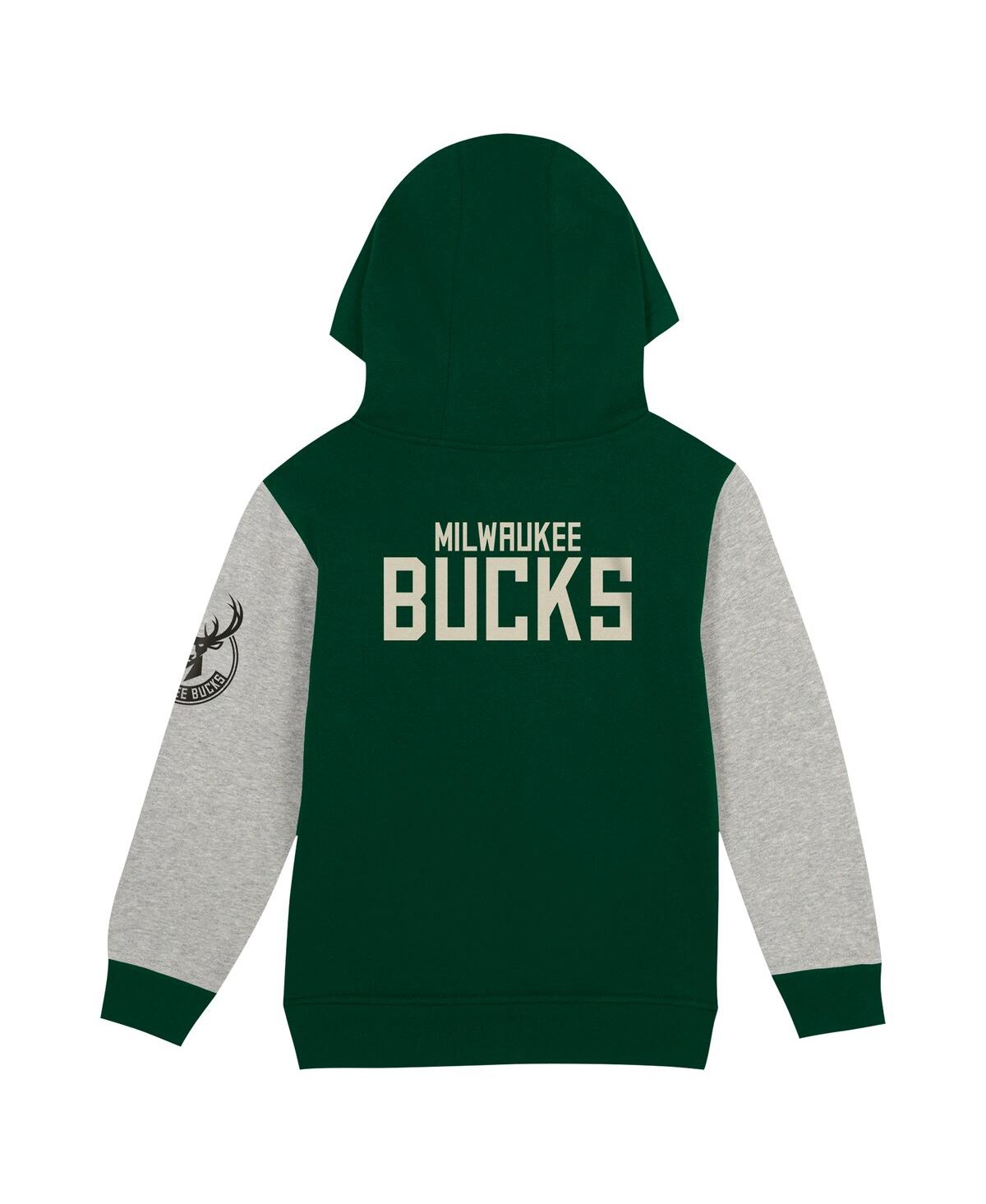 Outerstuff Toddler Hunter Green Milwaukee Bucks Fair Catchâ Fleece Pullover Hoodie In Green