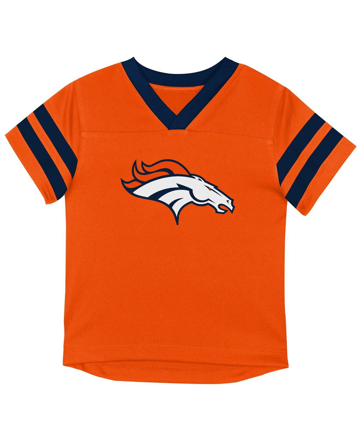 Outerstuff Toddler 2-piece Orange/navy Denver Broncos Red Zone V-neck T-shirt And Pants Set In Multi