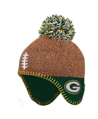 Outerstuff - Preschool Brown Green Bay Packers Football Head with Pom Knit Hat