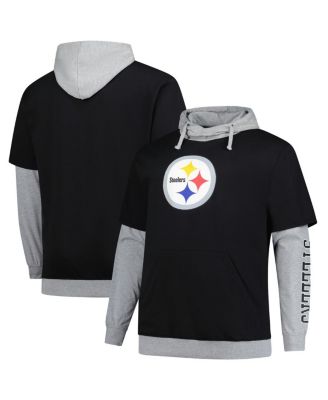 Fanatics - Men's Black/Heather Gray Pittsburgh Steelers Big Tall Twofer Pullover Hoodie