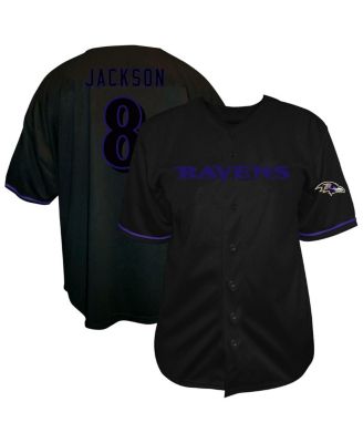Fanatics - Men's Lamar Jackson Black Baltimore Ravens Big Tall Baseball Button-Up Shirt