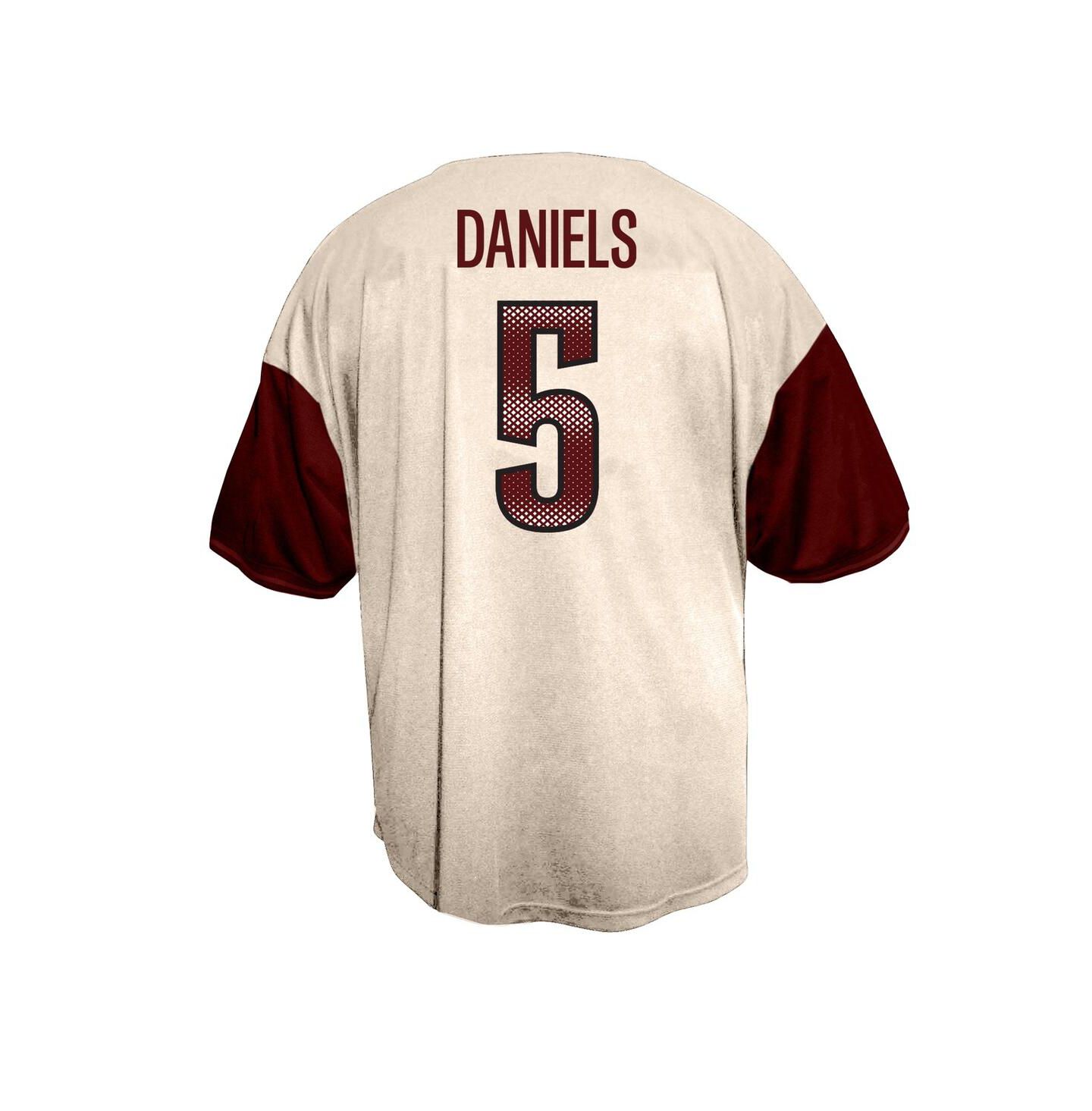 Мужская рубашка Fanatics Jayden Daniels Cream Washington Commanders Big & Tall Baseball Button-Up — фото 2
