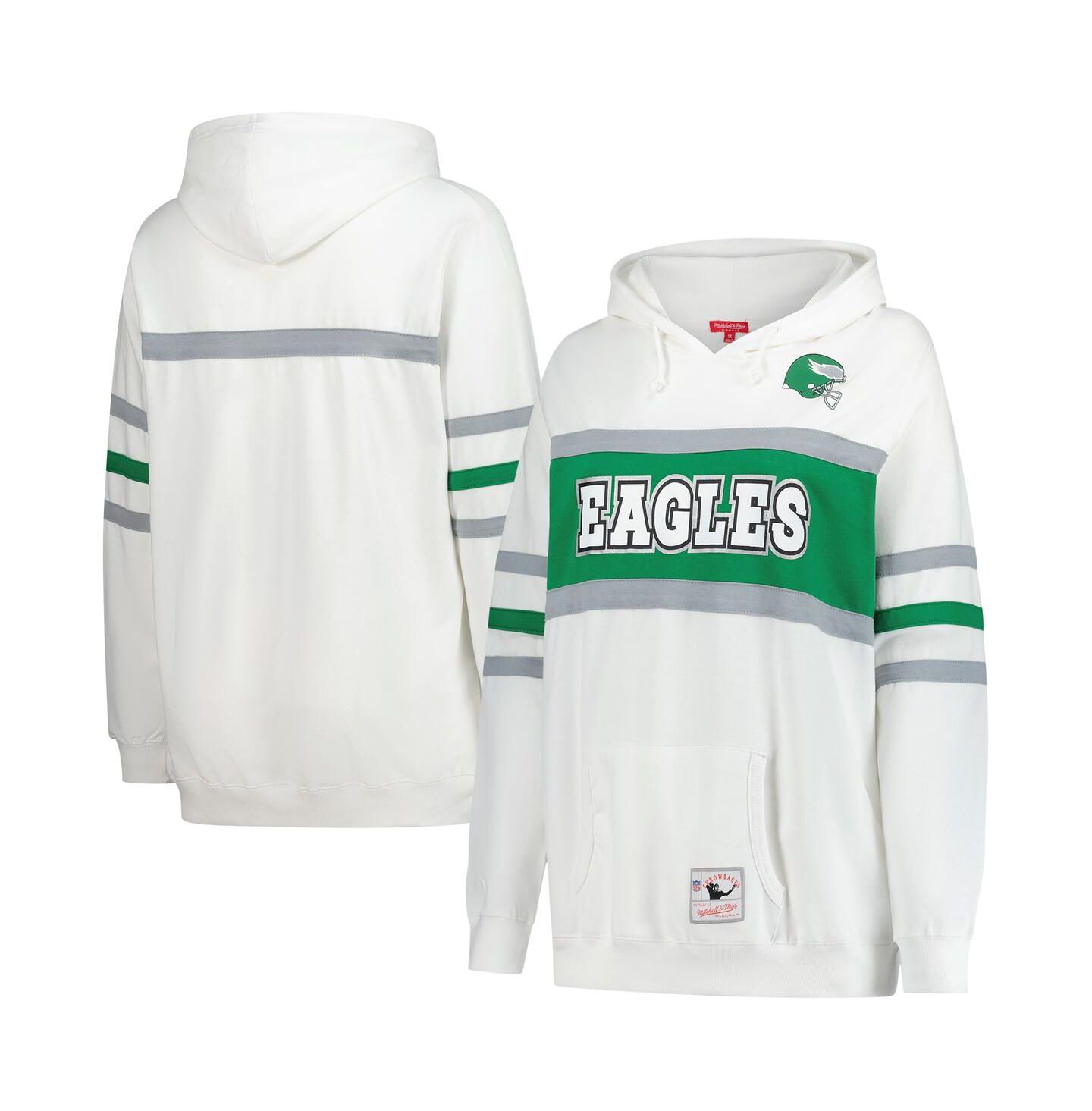 Женское худи Mitchell & Ness White Philadelphia Eagles Plus Size Head Coach Throwback Pullover — фото 1