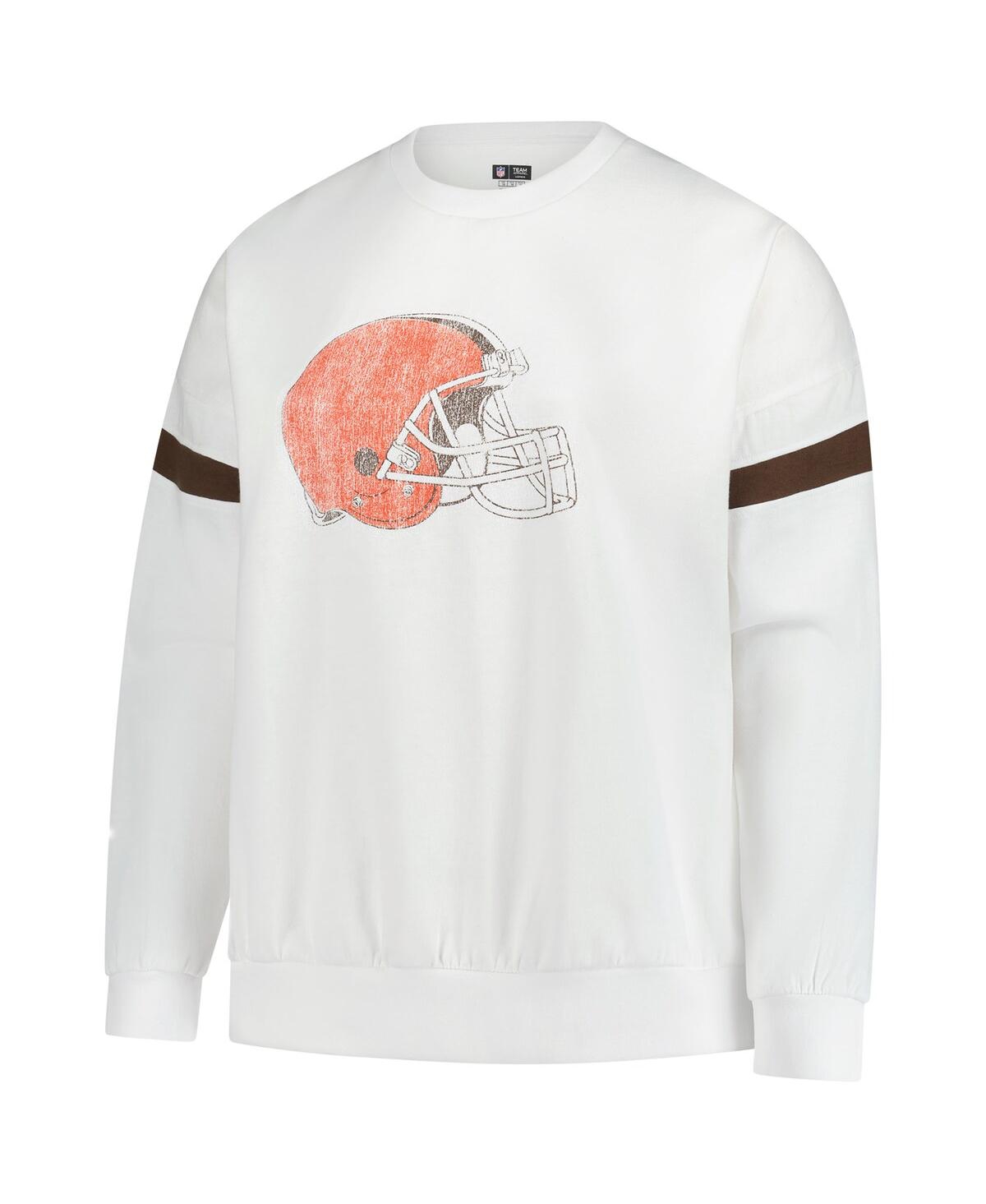 Fanatics Women'sâ White Cleveland Browns Plus Size Fleece Pullover Sweatshirt In White