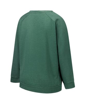 Women's Heather Green New York Jets Plus Size Acid Wash Raglan Sweatshirt