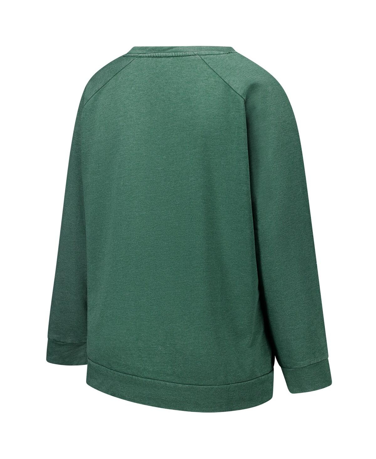 Profile Women's Heather Green New York Jets Plus Size Acid Wash Raglan Sweatshirt In Green