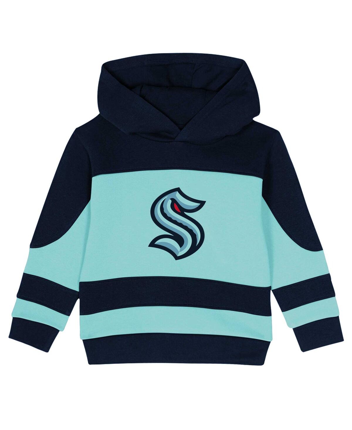 Outerstuff Toddler 2-piece Deep Sea Blue/light Blue Seattle Kraken Puck Hero Fleece Hoodie And Sweatpants Set In Black