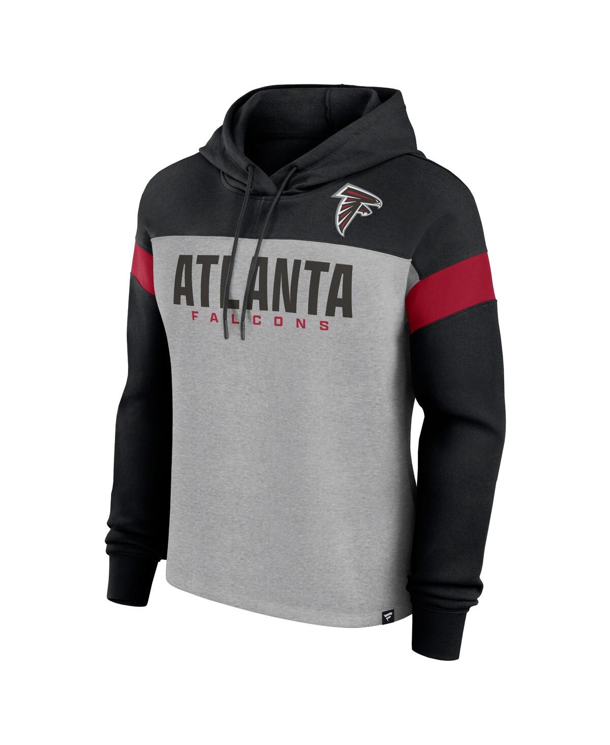 Fanatics Women's Heather Gray/black Atlanta Falcons Bold Play Call Pullover Hoodie In Multi