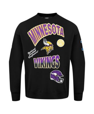 Men's Black Minnesota Vikings Turn It Up Drop Shoulder Pullover Sweatshirt