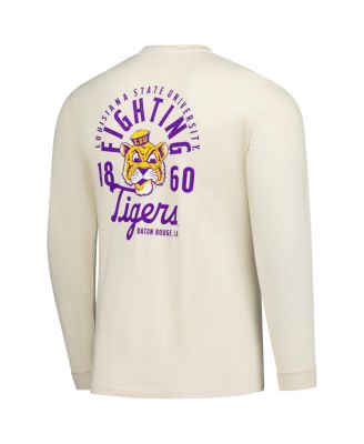 Men's Natural LSU Tigers Comfort Colors Mascot Overlay Long Sleeve T-Shirt