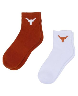 ZooZatz - Women's 2-Pack White/Texas Orange Texas Longhorns Quarter-Length Socks