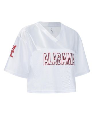Women's White Alabama Crimson Tide Mesh Cropped V-Neck T-Shirt