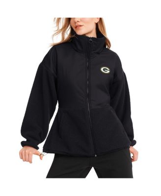DKNY - Women's Black Green Bay Packers Drew Mixed Media Full-Zip Jacket
