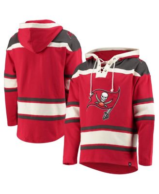 '47 Brand - Men's Red Tampa Bay Buccaneers Lacer V-Neck Pullover Hoodie