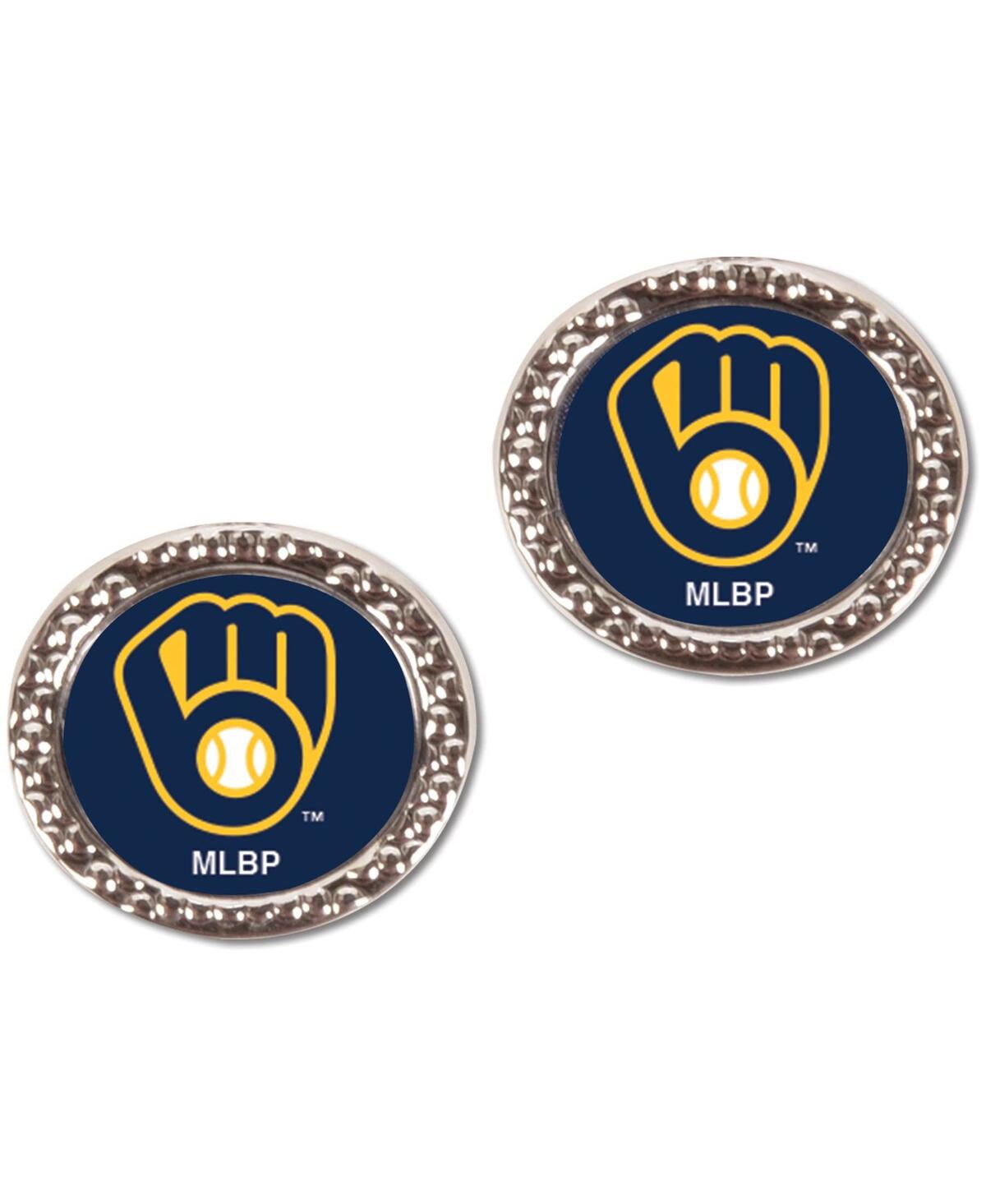 Wincraft Women's Milwaukee Brewers Logo Round Post Earrings In Blue
