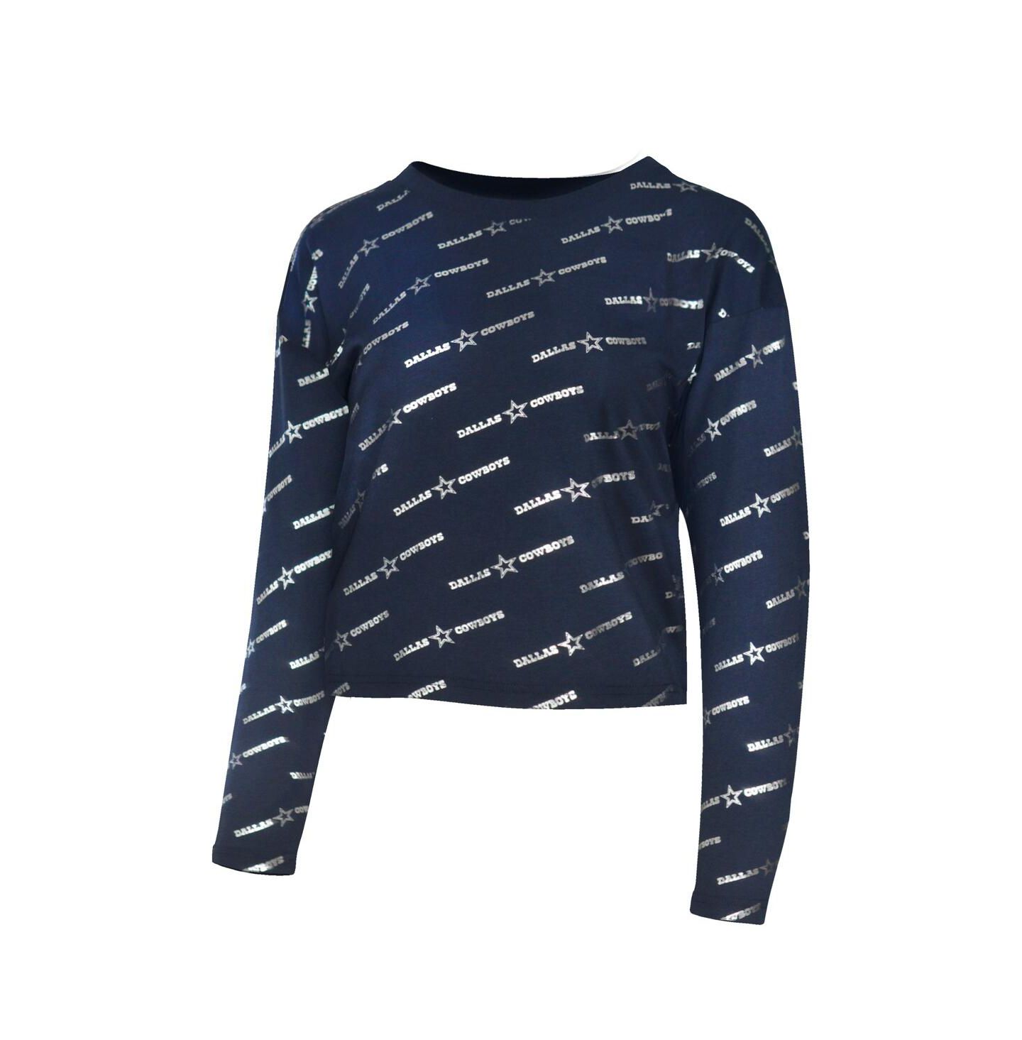 Мужская футболка Lauren James Navy Dallas Cowboys Foil Long Sleeve — фото 3