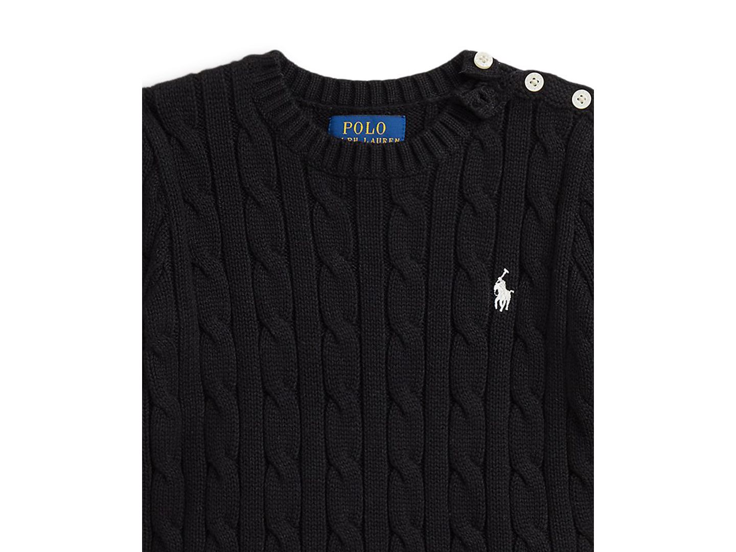 Свитер Polo Ralph Lauren Crewneck Cable Knit Sweater для девочек, цвет: Чёрный — фото 3