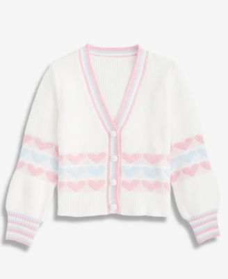 CeCe - Girls 4-8 Long-Sleeve Button-Front Heart Cardigan