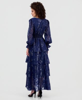 Women's Smocked-Trim Tiered Maxi Dress