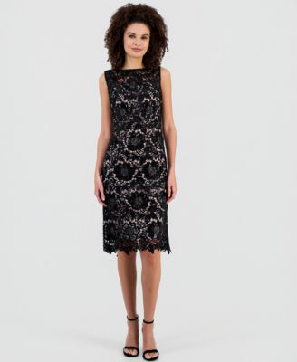 Anne Klein - Women's Sequined Lace Boat-Neck Dress