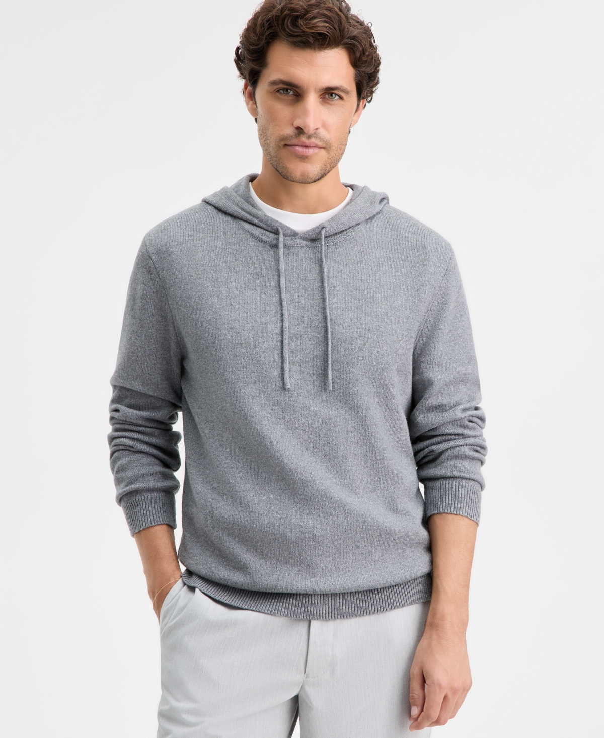 Alfani Men's Long-Sleeve Cashmere Blend Sweater Hoodie, Macy's Exclusive