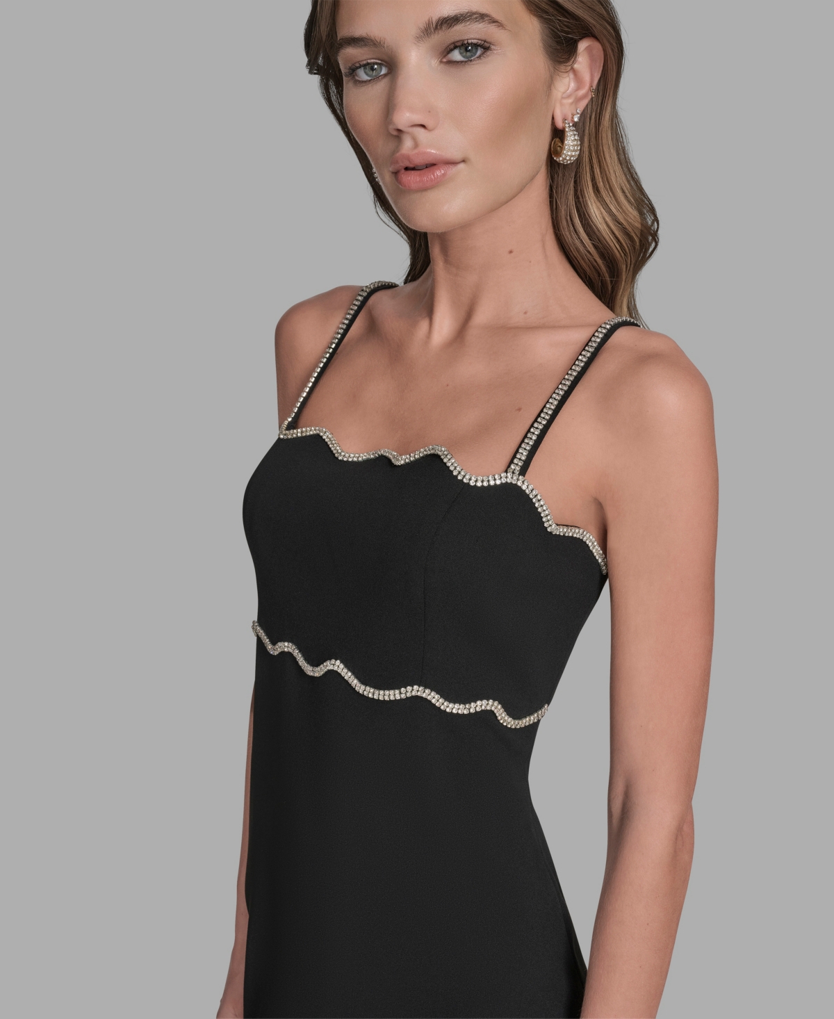 Bcbg Women's Rhinestone Trim Mini Dress In Black