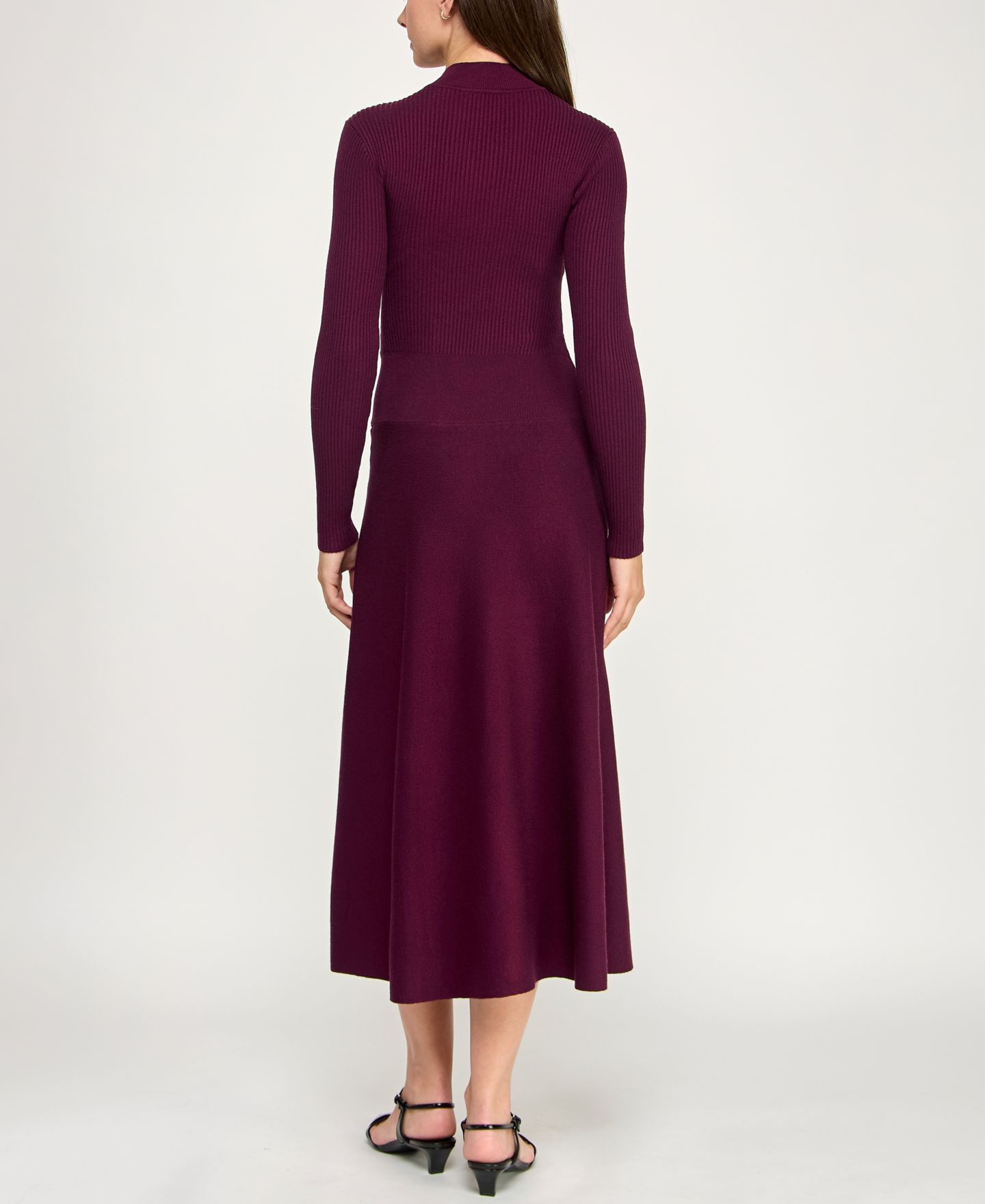 Женское платье INVITEE Juniors' Mini Buttons A-Line Sweater Dress, цвет: Сливовый — фото 6