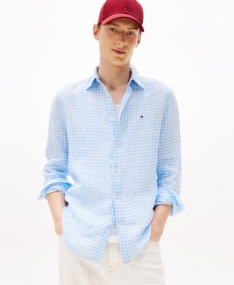 Men's Linen Gingham Button Up Shirt