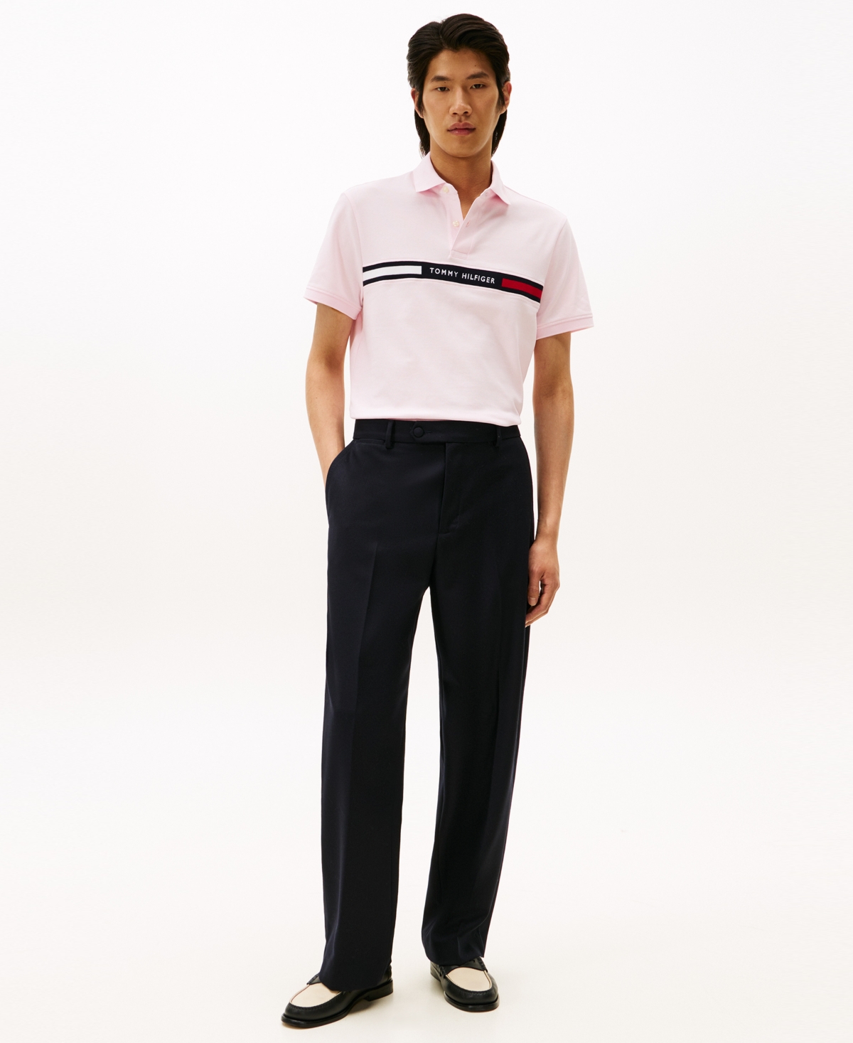 Tommy Hilfiger Men's Short Sleeve Embroidered Chest Stripe Polo Shirt