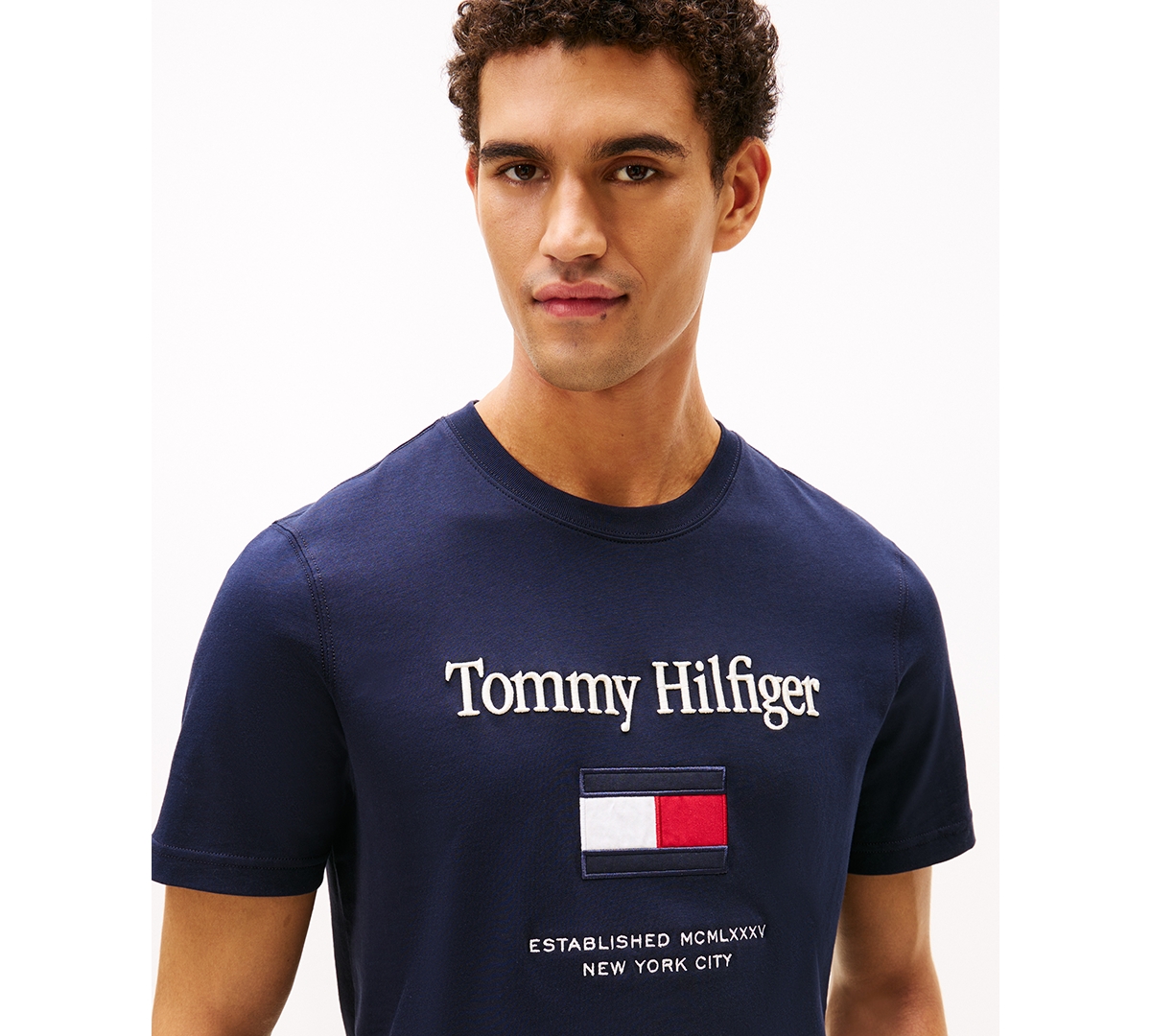 Tommy Hilfiger Men's Logo Embordered Flag T-Shirt