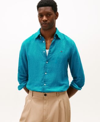 Men's Button-Down Linen Long Sleeve Shirt