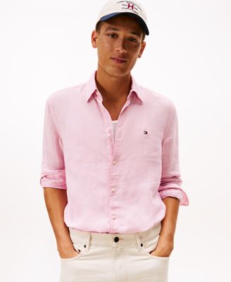 Men's Button-Down Linen Long Sleeve Shirt