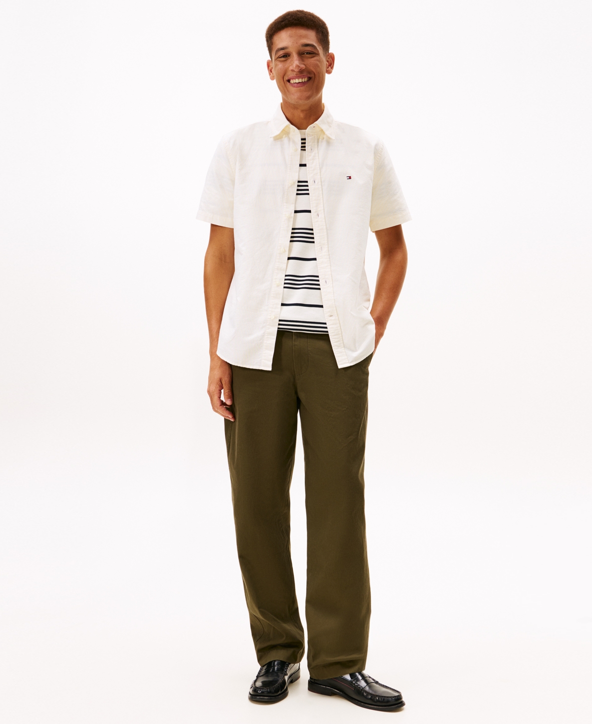 Tommy Hilfiger Men's Heritage Oxford Short Sleeve Shirt In White