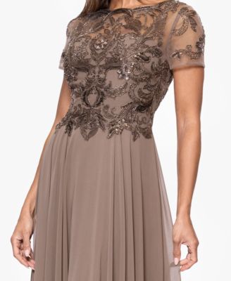 Petite Beaded Mesh Long Dress