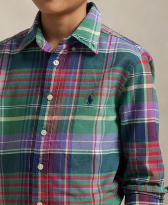 Big Boys Plaid Brushed Cotton Oxford Shirt