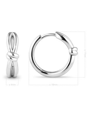 Love Knot Hoop Earrings in Rhodium Plated Sterling Silver