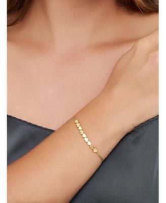 Sweet Heart Chain Bracelet in Gold Plated Sterling Silver, Adj 6.5/7.0/7.5 inch