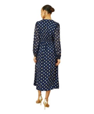 Women's Elegant Foil Print Midi Dress