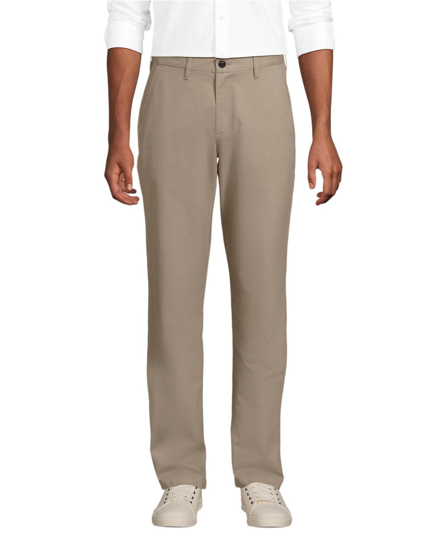 Мужские брюки Lands' End Travel Kit Comfort Waist Athletic Fit Chino Pant, цвет: Хаки — фото 1