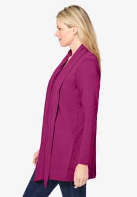 Plus Size 2-Fer Cardigan & Attached Lace Tunic