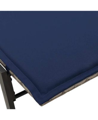 Sun Lounger Grey, Navy Blue PE rattan, Powder-coated steel Standard