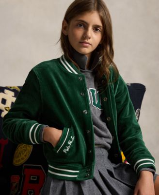 Girls' 7-16 Striped Ribbed Bomber Jacket