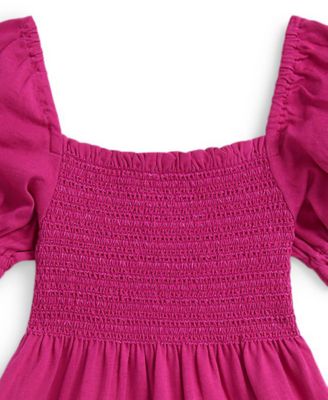 Girls' 2T-6X Smocked Square Neck Dress