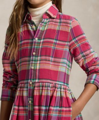 Girls' 7-16 Long Sleeve Shirred Waist Dress