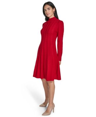 Women's Fit and Flare Pull-On Sweater Dress
