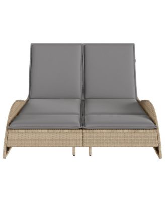 Sun Lounger Beige PE rattan 44.9x80.7x28.7 in