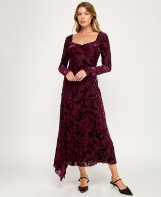 Women's Burnout Long Sleeve Maxi Dress