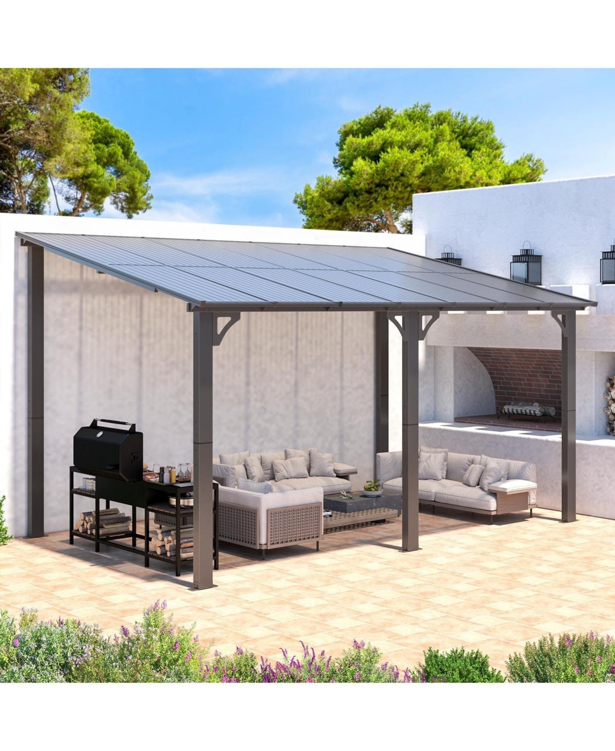 Aecojoy 14'x8' Wall Mounted Gazebos Pergola